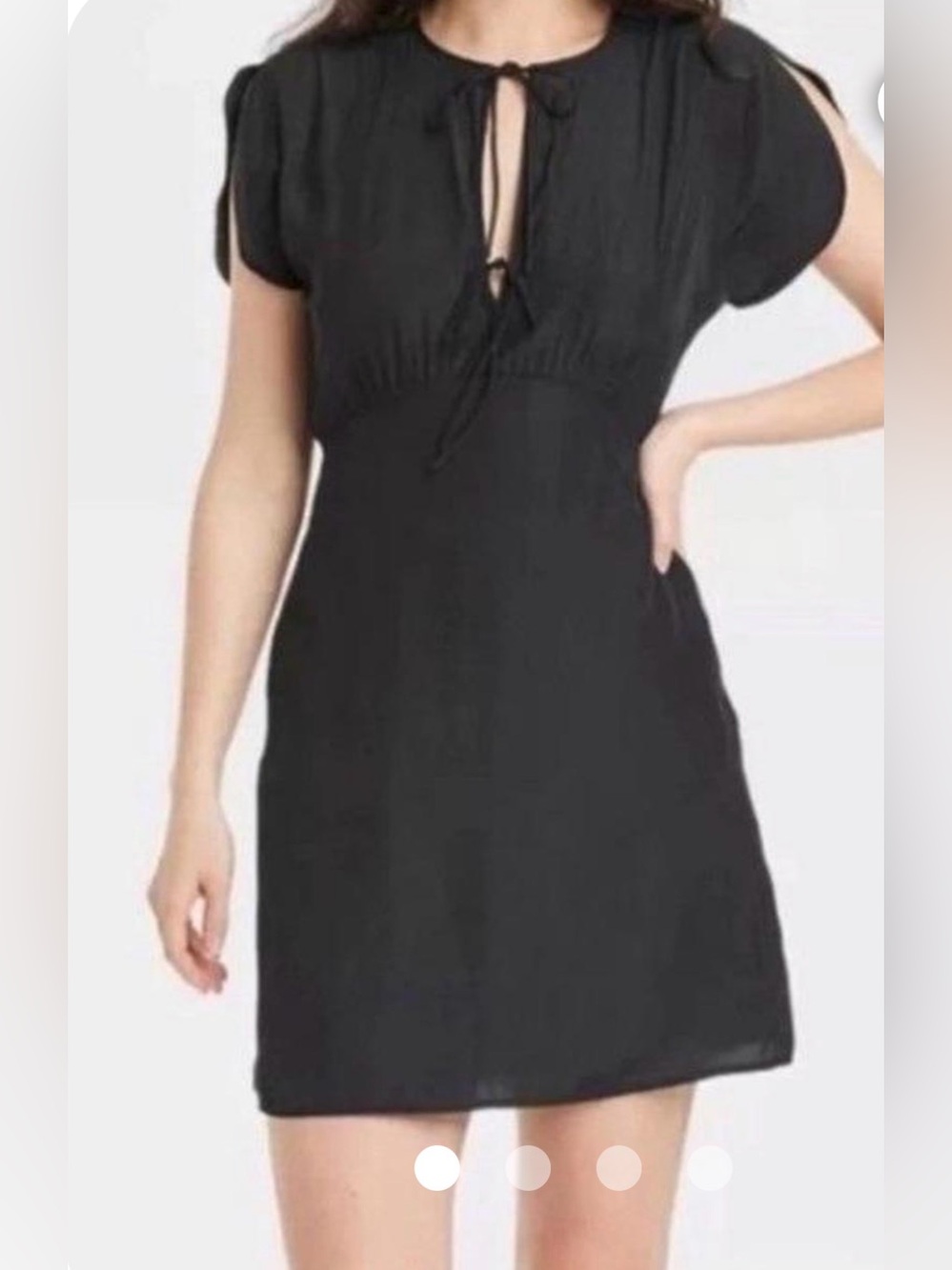 Universal Thread Tie-Front Flutter Short Sleeve Mini Dress, Black XL Like New